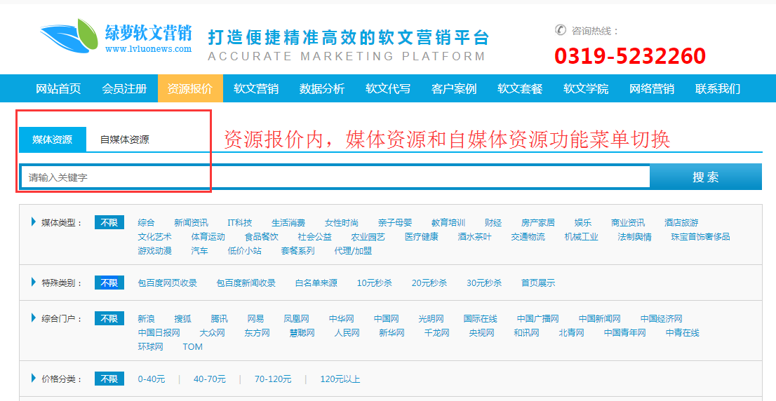 绿萝网软文推广平台上媒体资源和自媒体资源的区别(图1)